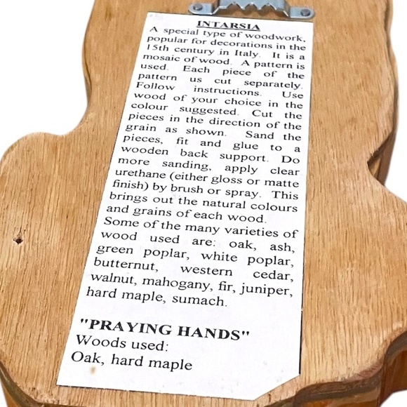 Intarsia Wall hanging Handcrafted Wood Scroll Saw Art Praying Hands, NEW - Picture 6 of 7